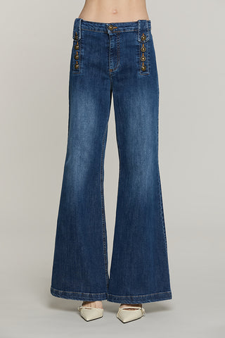 Panta PALENCIA vita alta con passanti punta + dettaglio bottoni denim - RDA2607016041 - Relish Autunno/Inverno 2026