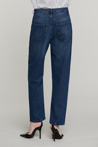 Panta CARLA_BLUE vita media baggy fit con castoni + pietre denim blue - RDA2607033036 - Relish Autunno/Inverno 2026