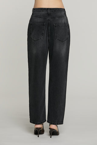 Panta CARLA_BLACK v.media baggy fit con castoni + pietre + perline denim black - RDA2607033037 - Relish Autunno/Inverno 2026