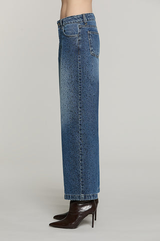 Panta ELLELONG_BLUE vita media straight fit 5 ts con strass denim blue - RDA2607033042 - Relish Autunno/Inverno 2026