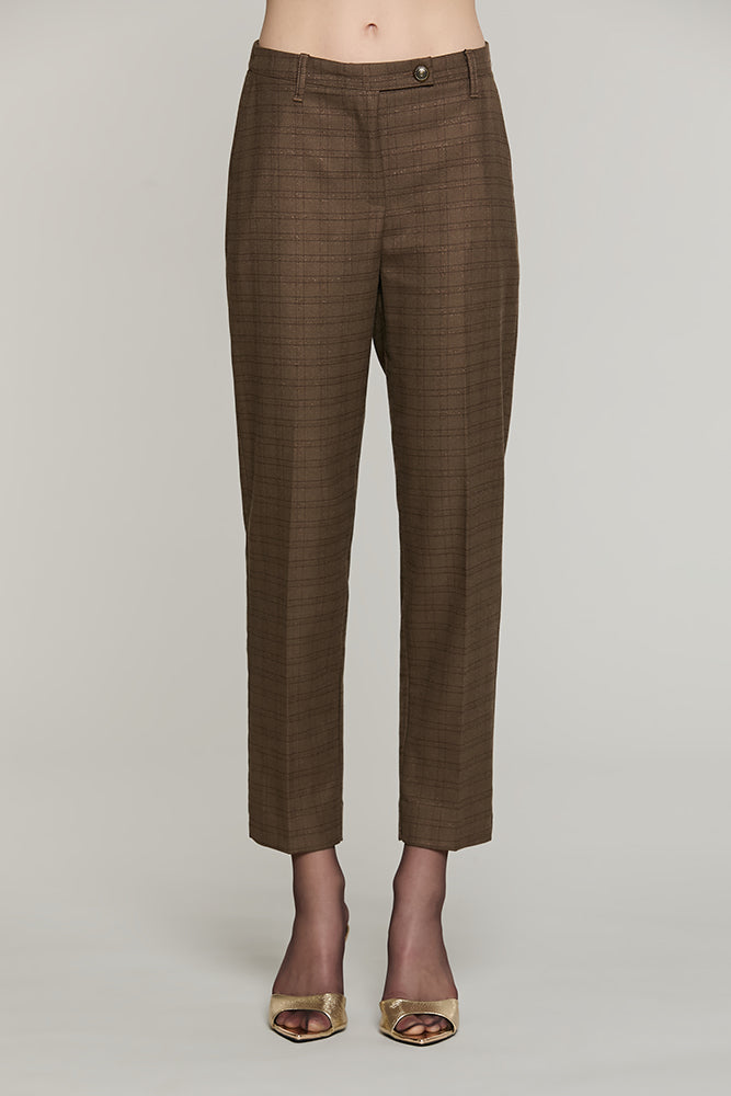Panta OSTENDO_B vita alta con elastico + ts francesi + filetto quadri + lurex - RDA2607455010 - Relish Autunno/Inverno 2026