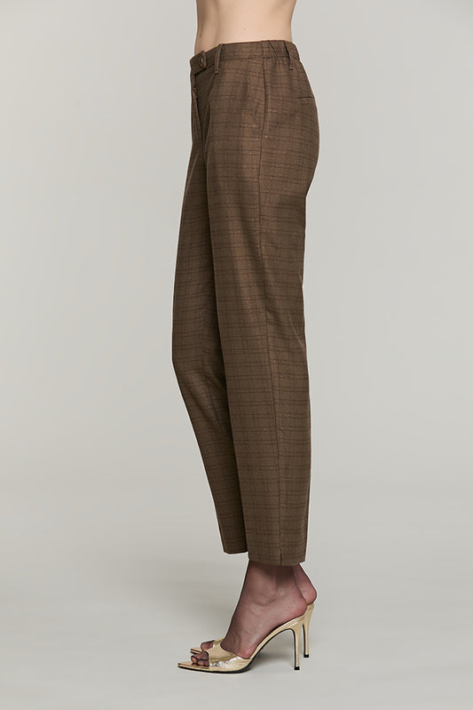 Panta OSTENDO_B vita alta con elastico + ts francesi + filetto quadri + lurex - RDA2607455010 - Relish Autunno/Inverno 2026