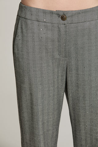 Panta RICKMAN vita alta con tasche francesi spigato + paillettes - RDA2607455026 - Relish Autunno/Inverno 2026