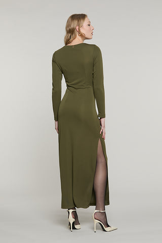 Abito ACTUM lungo manica lunga con nodo vita + spacco fondo - RDA2609006014 - Relish Autunno/Inverno 2026
