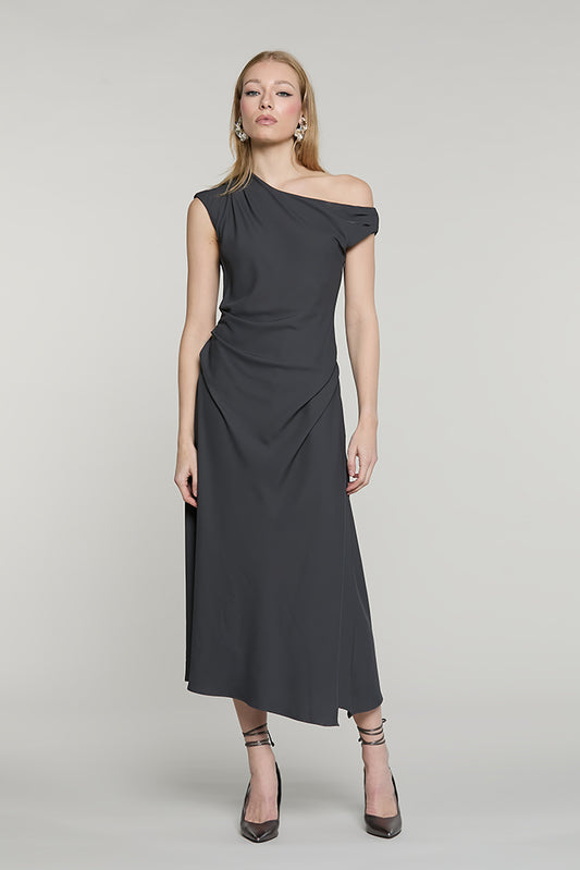 Abito STATON midi mezza manica scollo barca con pieghe + gonna con incrocio - RDA2609006042 - Relish Autunno/Inverno 2026