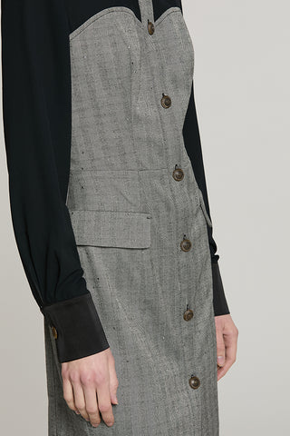 Abito VERSUM corto manica lunga con contr.raso + scollo cuore + bott.spigato + paillettes - RDA2609455019 - Relish Autunno/Inverno 2026
