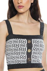 Falda corta PANDORA con botones y logo all over de lúrex jacquard para Mujer Relish Primavera Verano 2024 