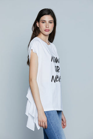 T-Shirt AMMOR_A M/M Aletta  Taglio Vivo con Arricci più Stampa più Strass più Volant art. RDP2501046012 Donna Relish Primavera Estate 2025