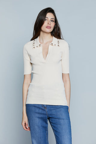 Maglia RINGBEL M/M con Vele più Anelli Colletto Costina art. RDP2502067011 Donna Relish Primavera Estate 2025