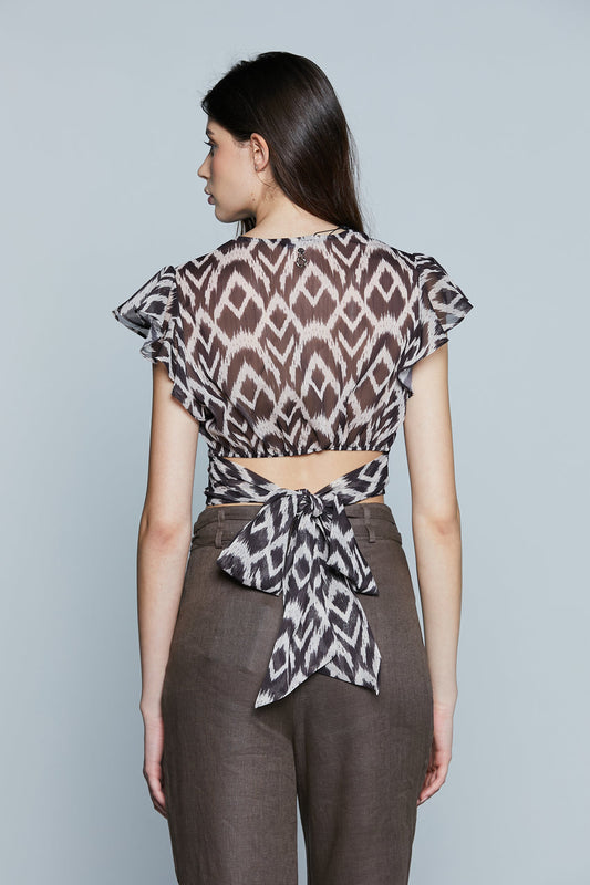 Blusa SAMA_A Corta M/M Rouches Sc.Incr. più Fusciacca più Arricci F.Etnica più Lurex art. RDP2503009023 Donna Relish Primavera Estate 2025