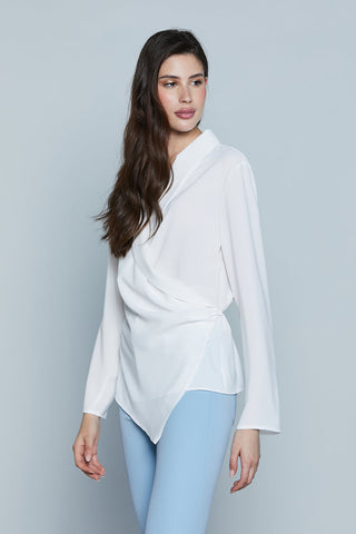 Blusa RIVAS M/L Sc.Incrocio con Pieghe più Bottone più Elastico Vita Asimmetrica art. RDP2503009039 Donna Relish Primavera Estate 2025