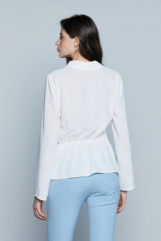 Blusa RIVAS M/L Sc.Incrocio con Pieghe più Bottone più Elastico Vita Asimmetrica art. RDP2503009039 Donna Relish Primavera Estate 2025