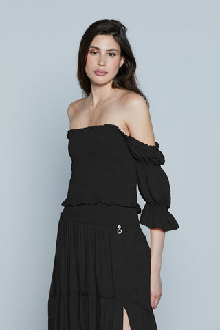 Blusa STRASBURGO Corta M.3/4 con Arricci più Punto Smok art. RDP2503055005 Donna Relish Primavera Estate 2025
