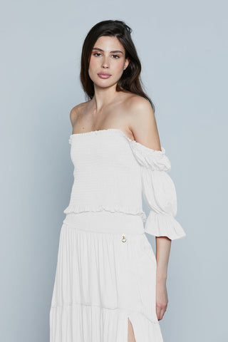 Blusa STRASBURGO Corta M.3/4 con Arricci più Punto Smok art. RDP2503055005 Donna Relish Primavera Estate 2025