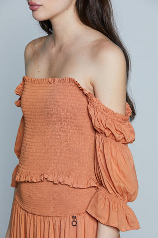 Blusa STRASBURGO Corta M.3/4 con Arricci più Punto Smok art. RDP2503055005 Donna Relish Primavera Estate 2025