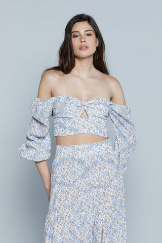 Blusa METZ Corta M.3/4 con Arriccio Sc.Cuore con Nodo più Goccia più P.Smok F.Fiori art. RDP2503055025 Donna Relish Primavera Estate 2025