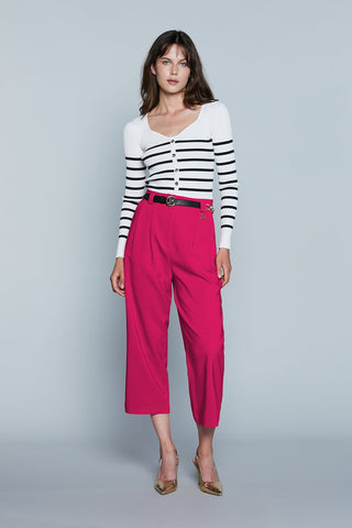 Pantalones capri de cintura alta INKOS con pliegues y bolsillos franceses (artículo RDP2507006056) para mujer Relish Primavera Verano 2025