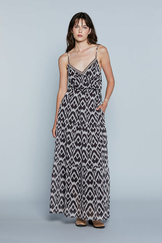 Abito BETHANY_A Lungo S/M con Bordo Perline più Coulisse più Balza F.Etnica più Lurex art. RDP2509009027 Donna Relish Primavera Estate 2025