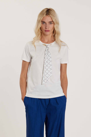T-Shirt ANDRE maniche corte con cravatta logo art. RDP2601033019 Donna Relish Primavera Estate 2026
