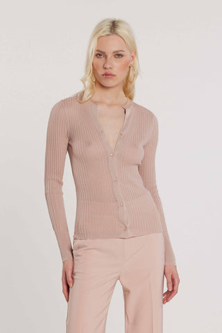 Cardigan ROAN maniche lunghe con bottoncini più strass costina art. RDP2602054027 Donna Relish Primavera Estate 2026