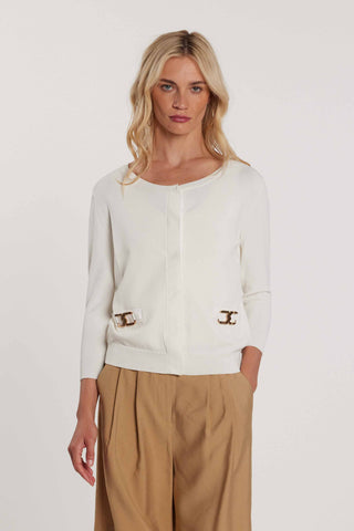 Cardigan BASINGER maniche tre quarti girocollo con snap più patte più passante logo art. RDP2602067009 Donna Relish Primavera Estate 2026