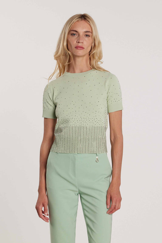 Maglia BLUNT maniche corte girocollo con applicazioni strass art. RDP2602067017 Donna Relish Primavera Estate 2026