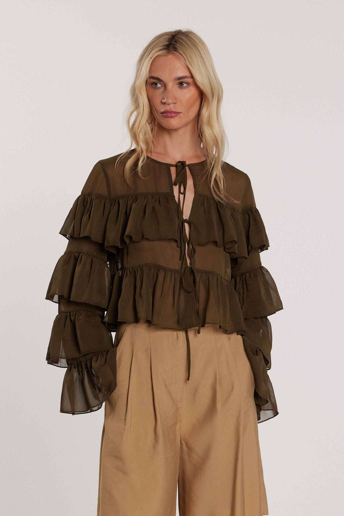 Blusa VYCTORIA maniche lunghe con balze più laccetti art. RDP2603009035 Donna Relish Primavera Estate 2026