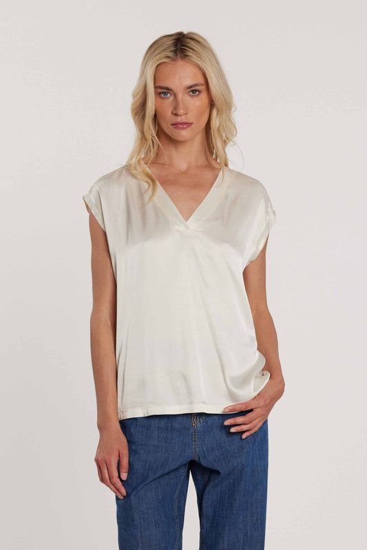 Blusa PERLEI maniche corte aletta scollo a V raso art. RDP2603034012 Donna Relish Primavera Estate 2026