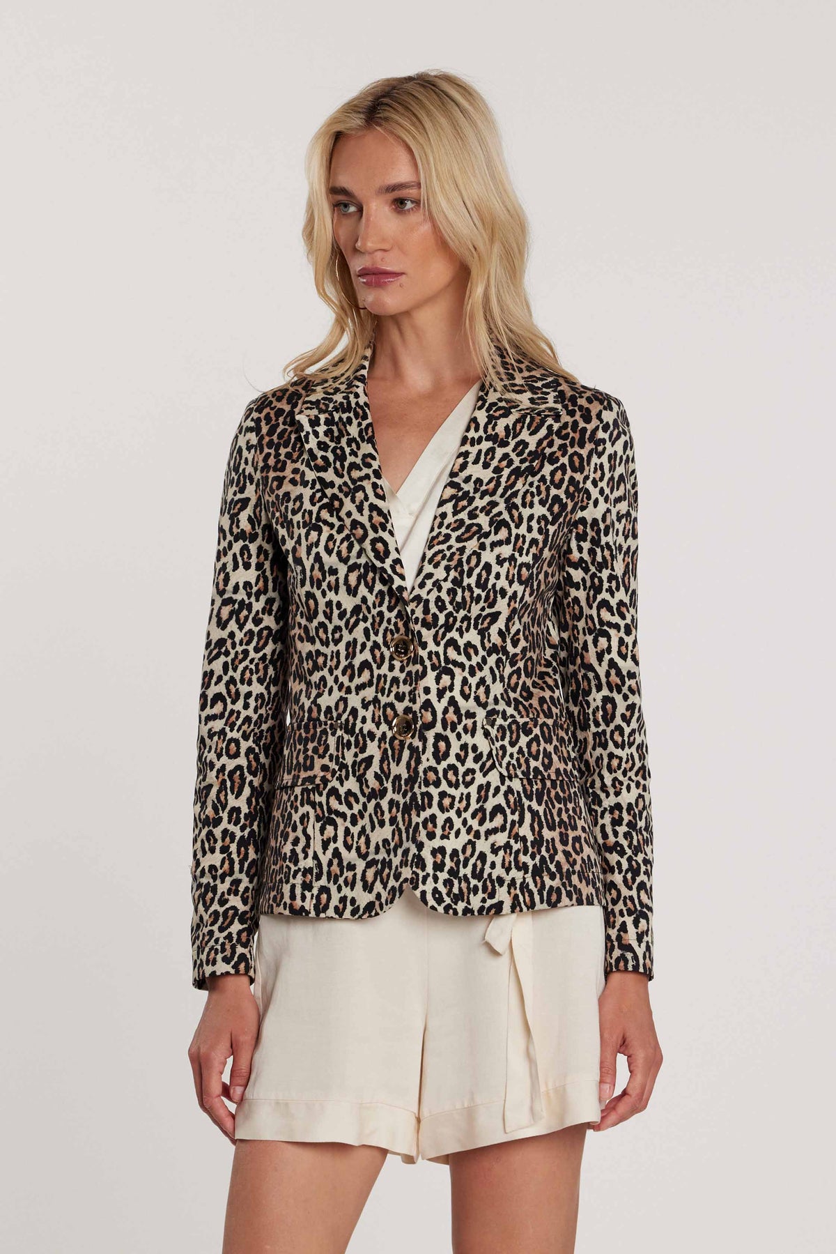 Giacca PIERRE maniche lunghe due bottoni sfoderata con patte fantasia animalier art. RDP2605016023 Donna Relish Primavera Estate 2026