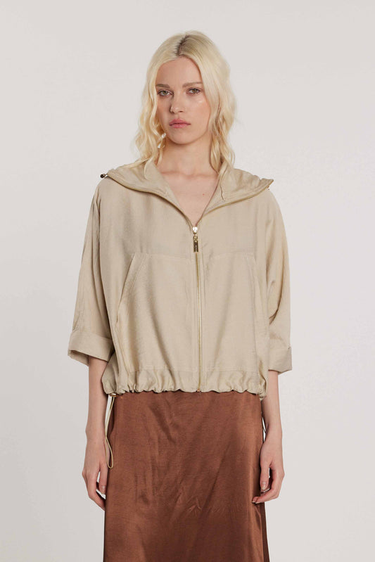 Giubbino LORYSA maniche tre quarti pipistrello con cappuccio più tasche più zip più coulisse art. RDP2605054022 Donna Relish Primavera Estate 2026