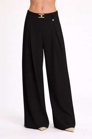 Pantalón ROJER de tiro alto palazzo con cinturón más presilla con logo más pliegues art. RDP2607006026 Mujer Relish Primavera Verano 2026