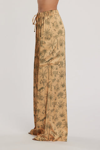 Pantalone SCARLETT vita alta palazzo con coulisse più tasconi fantasia tropical art. RDP2607006051 Donna Relish Primavera Estate 2026