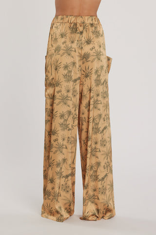 Pantalone SCARLETT vita alta palazzo con coulisse più tasconi fantasia tropical art. RDP2607006051 Donna Relish Primavera Estate 2026