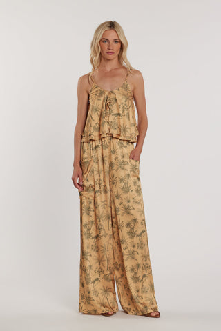 Pantalone SCARLETT vita alta palazzo con coulisse più tasconi fantasia tropical art. RDP2607006051 Donna Relish Primavera Estate 2026