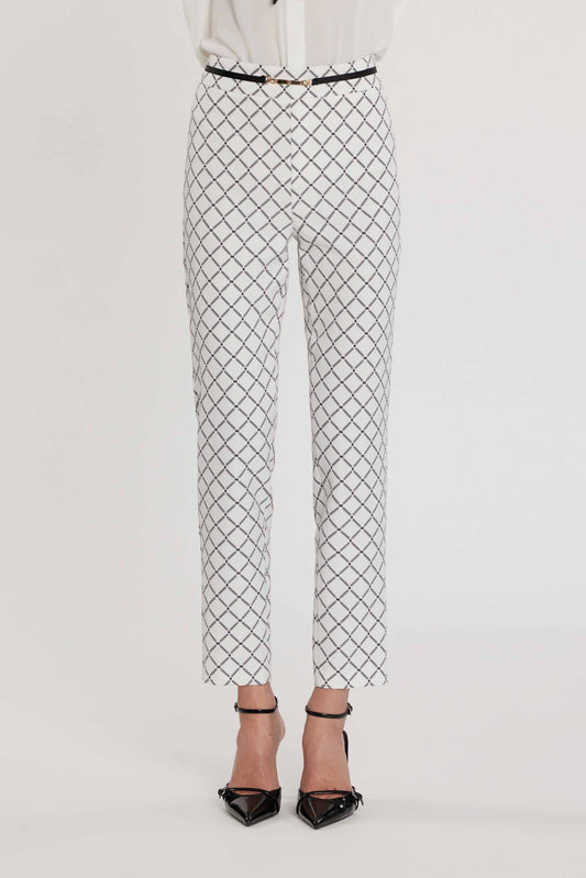 Pantalone CLAUDIETTE vita alta con dettaglio cintura più stampa logo all over art. RDP2607006061 Donna Relish Primavera Estate 2026