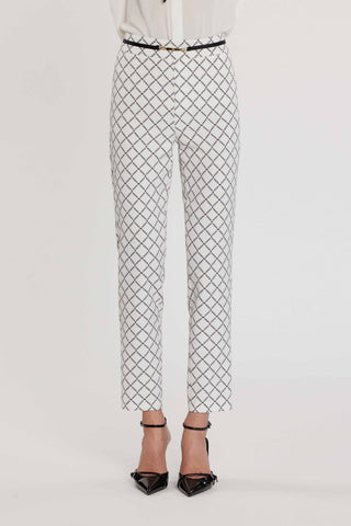 Pantalone CLAUDIETTE vita alta con dettaglio cintura più stampa logo all over art. RDP2607006061 Donna Relish Primavera Estate 2026