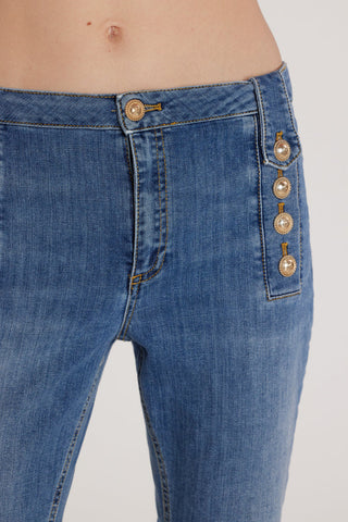 Pantalone PALENCIA_CROP vita alta con passanti a punta più dettagli bottoni denim art. RDP2607016035 Donna Relish Primavera Estate 2026