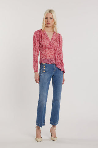 Pantalone PALENCIA_CROP vita alta con passanti a punta più dettagli bottoni denim art. RDP2607016035 Donna Relish Primavera Estate 2026