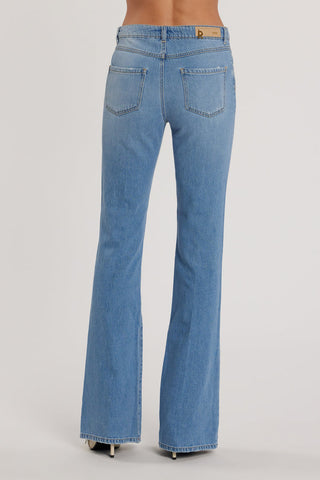 Pantalone SCHIFFER_210 vita media cinque tasche con applicazioni strass flaire fit denim blu art. RDP2607033005 Donna Relish Primavera Estate 2026