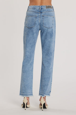 Pantalone CINDY_28 vita media cinque tasche con applicazioni strass cigarette fit denim blu art. RDP2607033006 Donna Relish Primavera Estate 2026
