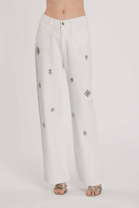 Pantalone GISELLE_15 vita media cinque tasche con applicazioni pietre loose fit bull art. RDP2607033012 Donna Relish Primavera Estate 2026