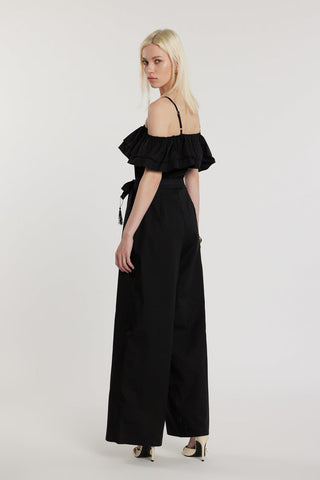 Tuta STRAUX lunga maniche lunghe scollo barca più bretelle con balze più cintura con nappe art. RDP2607033029 Donna Relish Primavera Estate 2026