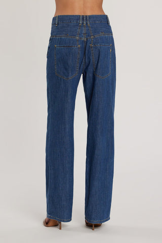 Pantalone BELTERI vita alta con passanti scesi più cintura denim art. RDP2607033038 Donna Relish Primavera Estate 2026