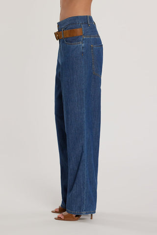 Pantalone BELTERI vita alta con passanti scesi più cintura denim art. RDP2607033038 Donna Relish Primavera Estate 2026
