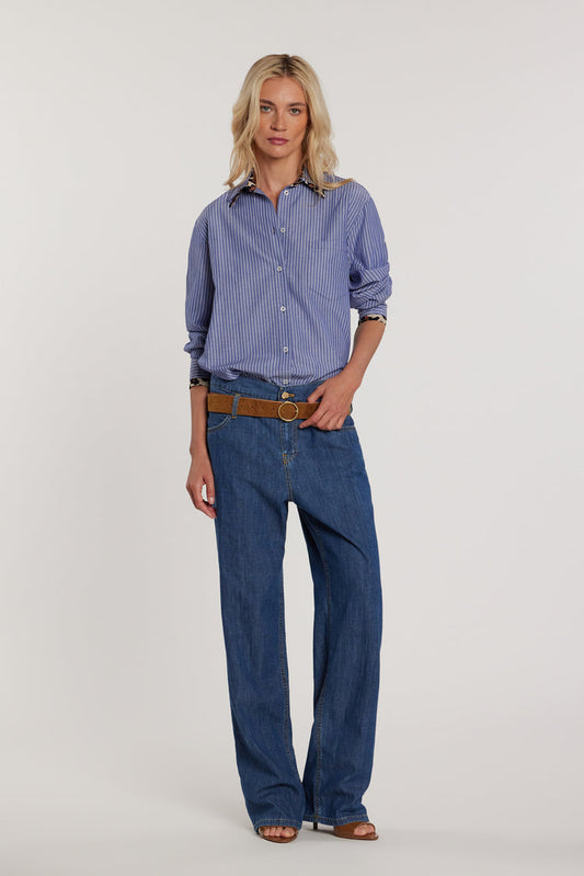 Pantalone BELTERI vita alta con passanti scesi più cintura denim art. RDP2607033038 Donna Relish Primavera Estate 2026