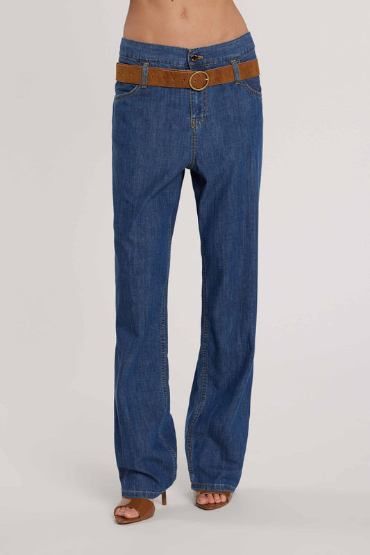 Pantalone BELTERI vita alta con passanti scesi più cintura denim art. RDP2607033038 Donna Relish Primavera Estate 2026