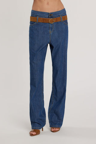 Pantalone BELTERI vita alta con passanti scesi più cintura denim art. RDP2607033038 Donna Relish Primavera Estate 2026