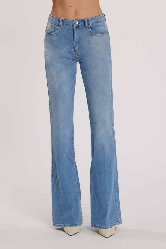 Pantalone SCHIFFER_210_SNZ vita media cinque tasche flaire fit denim blu art. RDP2607033085 Donna Relish Primavera Estate 2026