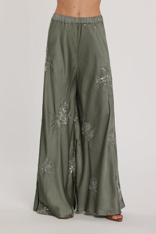Tuta BELLYSA con top più Pantalone vita alta palazzo raso più ricamo fiori paillettes art. RDP2607055068 Donna Relish Primavera Estate 2026