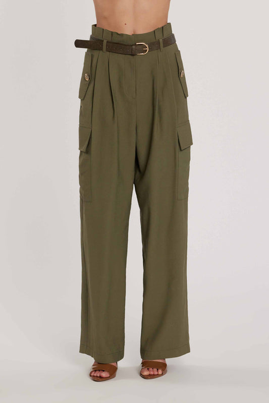 Pantalone TECTION vita alta con patte più tasconi più cintura art. RDP2607303066 Donna Relish Primavera Estate 2026